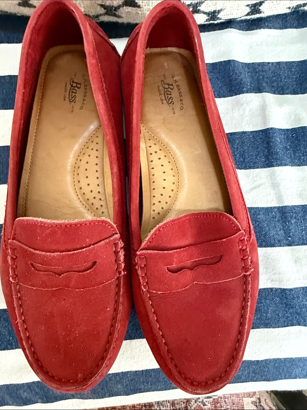 Bass Red Suede Penny Loafers Women 9